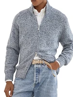 Flecked Cashmere Cardigan with Zipper