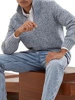 Flecked Cashmere Cardigan with Zipper