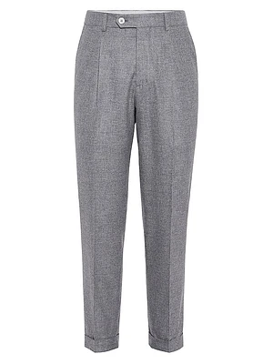 Cashmere and Silk Lightweight Flannel Leisure Fit Trousers