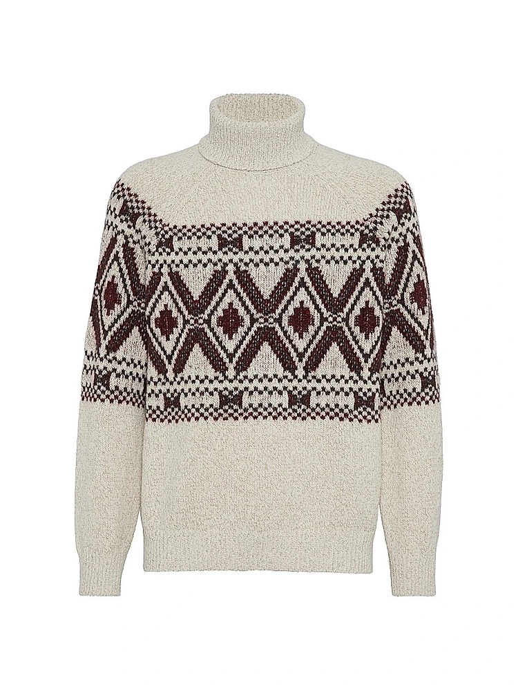 Geometric Jacquard Turtleneck Sweater