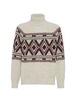 Geometric Jacquard Turtleneck Sweater