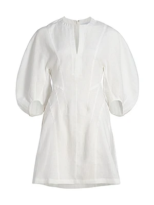 Romi Linen Balloon-Sleeve Dress