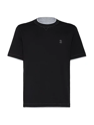 Cotton Jersey Crewneck T-Shirt with Logo