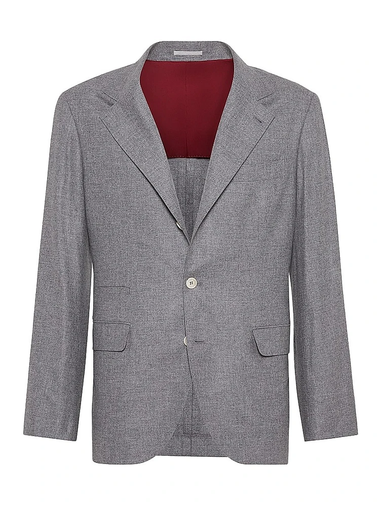 Cashmere and Silk Lightweight Flannel Deconstructed Blazer