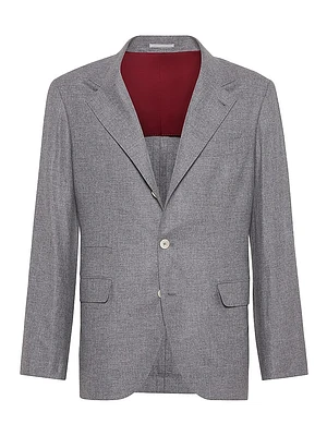 Cashmere and Silk Lightweight Flannel Deconstructed Blazer