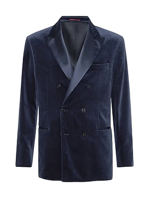Cotton and Silk Velvet One a Half Breasted Tuxedo Jacket
