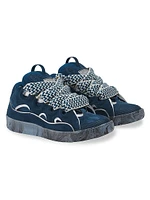 Leather Curb Sneakers with Marbled Sole