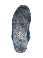 Leather Curb Sneakers with Marbled Sole