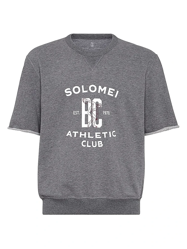 Cotton Smooth French Terry Short Sleeve Sweatshirt with Print