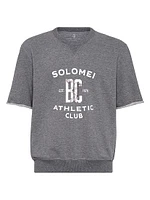 Cotton Smooth French Terry Short Sleeve Sweatshirt with Print