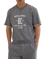 Cotton Smooth French Terry Short Sleeve Sweatshirt with Print