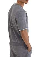 Cotton Smooth French Terry Short Sleeve Sweatshirt with Print