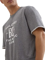 Cotton Smooth French Terry Short Sleeve Sweatshirt with Print