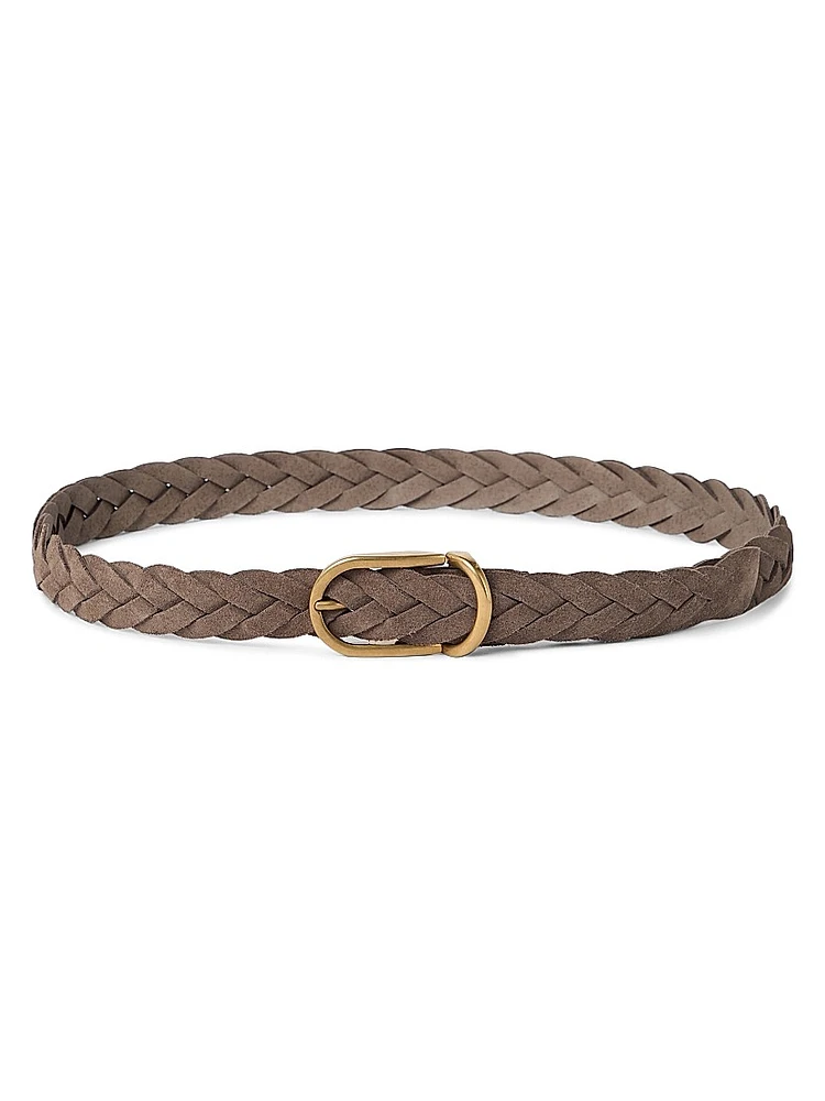 Bull Suede Braided Belt with Rounded Buckle
