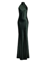 Chilton Stretch-Satin Halterneck Gown