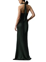 Chilton Stretch-Satin Halterneck Gown