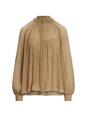 Brooklyn Crinkle Chiffon Silk Blouse