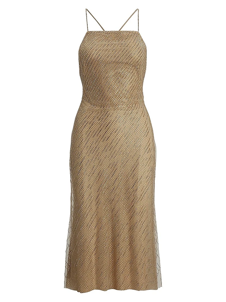 Donnely Embellished Tulle Cocktail Midi-Dress
