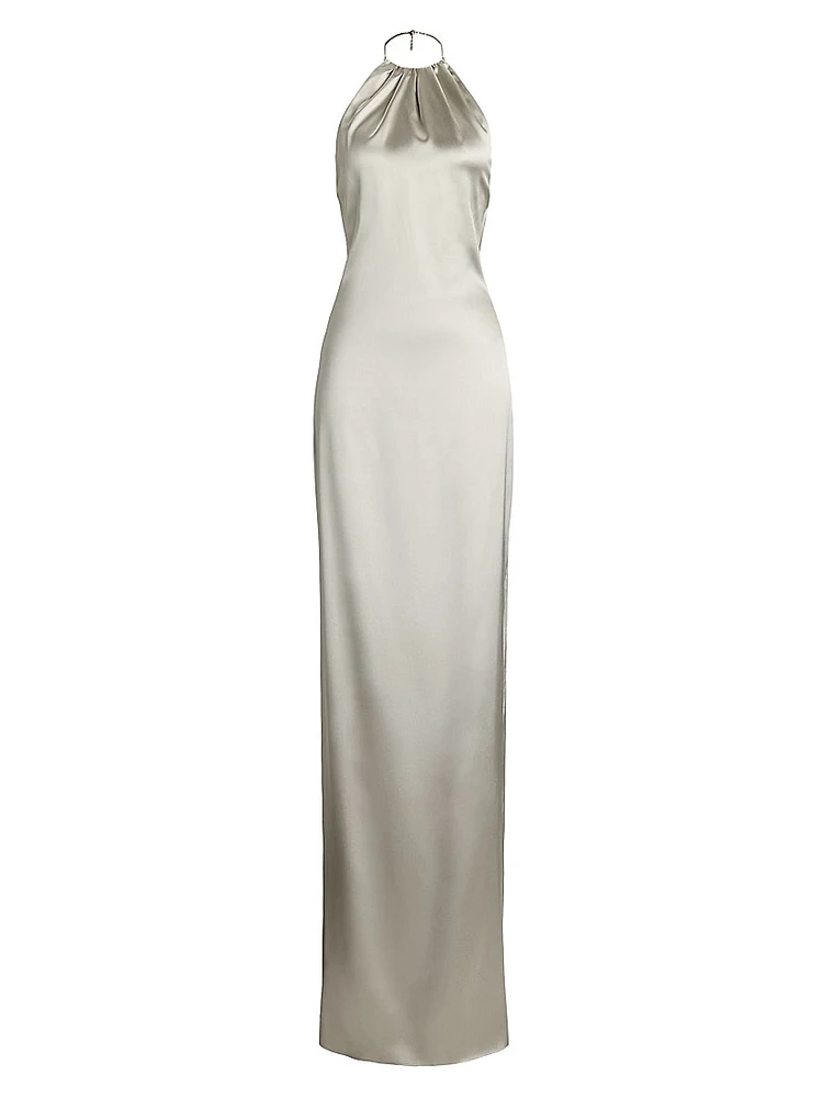 Corra Halterneck Stretch Satin Gown