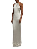 Corra Halterneck Stretch Satin Gown