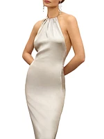 Corra Halterneck Stretch Satin Gown