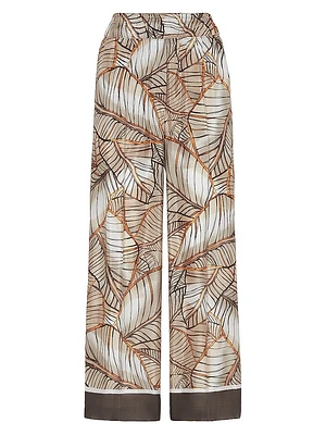 Silk Papyrus Cropped Pajama Style Trousers