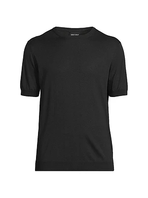Silk-Cotton Short-Sleeve Sweater