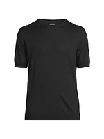 Silk-Cotton Short-Sleeve Sweater