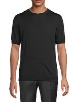Silk-Cotton Short-Sleeve Sweater