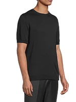 Silk-Cotton Short-Sleeve Sweater