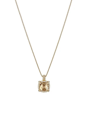 Chatelaine Pavé Bezel Pendant Necklace in 18K Yellow Gold