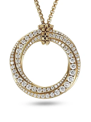 Pavé Crossover Pendant Necklace in 18K Yellow Gold with Diamonds