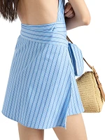Sleeveless Striped Poplin Shirt Dress