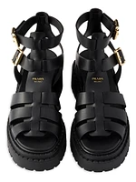 Leather Sandals with Ankle Straps