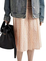 Pleated Eyelet Lace Skirt