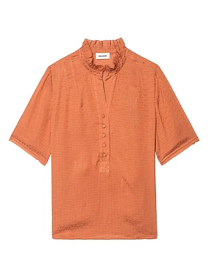 Topher Monogram Satin Blouse
