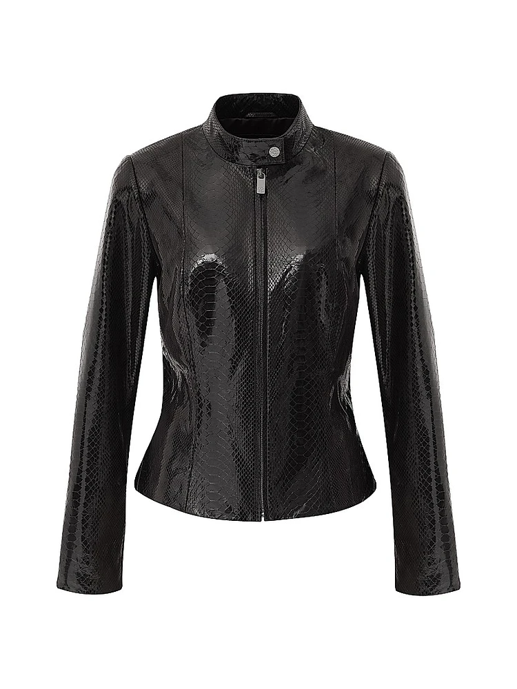 Metis Suede Python Printed Zip Jacket