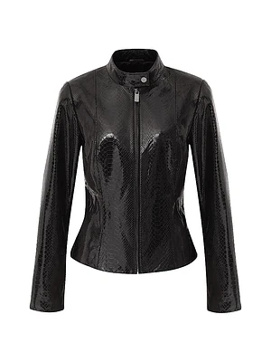 Metis Suede Python Printed Zip Jacket