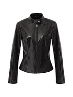 Metis Suede Python Printed Zip Jacket