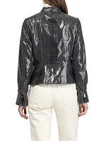 Metis Suede Python Printed Zip Jacket