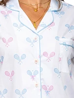 Women's Tennis Bows Long Pajama Set