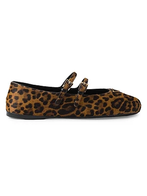 Printed Leather Ballerinas