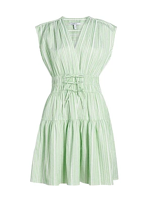 Tora Pintuck Stripe Shirting Minidress