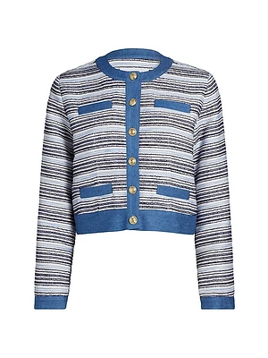 Elain Denim Trim Tweed Jacket