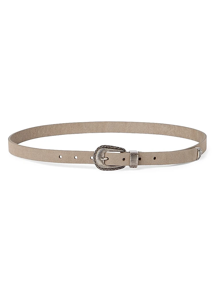 Reversed Leather Belt with Tip