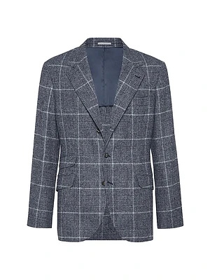 Prince of Wales Deconstructed Cavallo Blazer with Metal Buttons