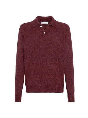 Flecked Alpaca, Wool, Silk and Cotton Knit Polo Shirt