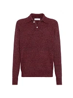 Flecked Alpaca, Wool, Silk and Cotton Knit Polo Shirt