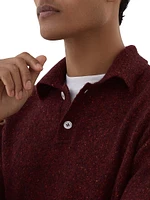 Flecked Alpaca, Wool, Silk and Cotton Knit Polo Shirt