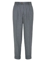 Virgin Wool Leisure Fit Trousers with Double Pleats